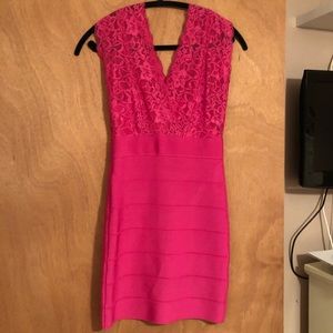 Hot pink fitted dress